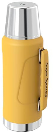 Super Sparrow Botella Termica - 1500ml - Termo de Acero Inoxidable - Cantimplora Sin BPA - Termo Cafe - Tapa Antifugas Que Sirve de Taza - Se Mantiene Caliente 24 o Frío 36 Horas