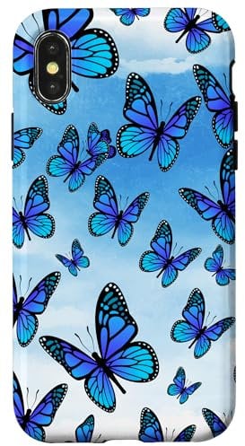 iPhone X/XS Blue Insect Pretty Butterfly Pattern Beautiful Butterfly Case