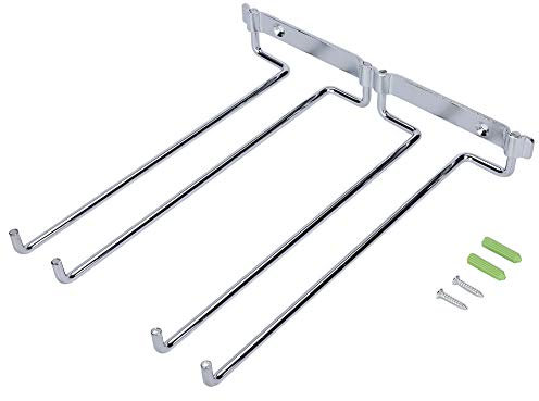 Ejoyous Weinglashalter, Weinglasregale Stielgläserregal Doppelreihe Weinglas Gläserschiene Gläserhalter Metall Eisen Chrom Weingläser Halter für Bar Küche Pub Restaurant