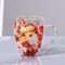 LEKUNI tazas de cafe con Flores Secas, 350ml vasos cafe cristal, taza doble pared cristal, tazas cafe espresso de Vidrio Transparente para nespresso, Espresso, leche, Té(Rojo)