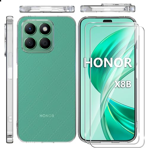 Effcotuo Custodia Compatibile per Honor X8B Cover con Pellicola Protettiva Vetro Temperato CaseTrasparente Protettiva in Silicone TPU Custodia