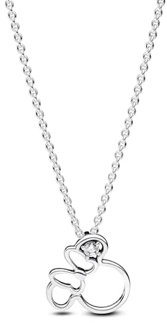 PANDORA X Disney Minnie Maus Silhouette Collier-Halskette aus Sterling Silber mit Zirkonia Steinen, Größe 45cm, 393187C01-45