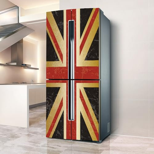 Targawerelax Fridge wraps kitchen fridge stickers cover full doors, fridge sticker full covering door fridge covers skins wall stickers for kitchen decal, Retro British flag vintage