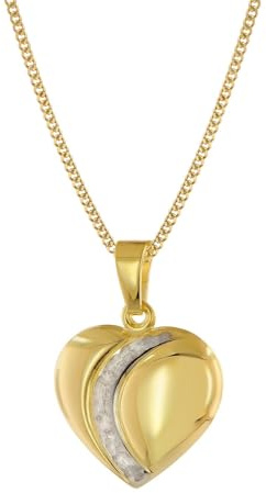trendor Damen Herz-Anhänger Gold 333 Bicolor mit vergoldeter Silberkette | liebevoller Halsschmuck für Frauen, elegante Gechenkidee und modisches Accessoire