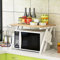 HUOLE Meuble Rangement de Cuisine Support Four Micro-Ondes avec 2 Niveaux d'étagère Extensible en Hauteur & Largeur- avec 3 Crochets Parfaits (57 * 38 * 38 cm Z-Noyer)