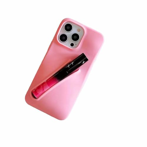Jtsery Lip Gloss Holder Case for iPhone 15, Lipgloss Case Lipstick Lip Glaze Designed Stylish Silicone Women Girls Funny Case for iPhone 15 6.1 inch 2023 (Pink)