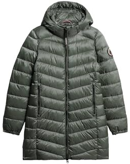 Superdry Damen Mittellanger Fuji Steppmantel mit Kapuze