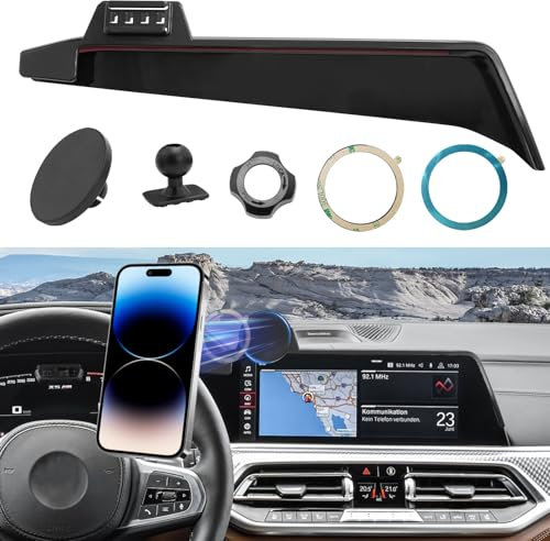 APESER Compatible with BMW X5 Phone Mount Holder 2019-2023/X6 2020-2023/X7 2019-2022,G05/G06/G07 Magnetic Cell Phone Holder Mount for 12.3 Touch Screen,Anti-Shake,360° Rotation