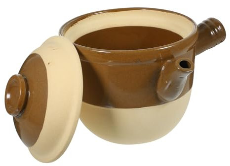 CIYODO Cazuela Tradicional De Barro Para Guisar 2 Litros Cerámica Resistente a Altas Temperaturas Olla Pequeña Para Cocinar Medicina Estufa De Gas Cocina Casera