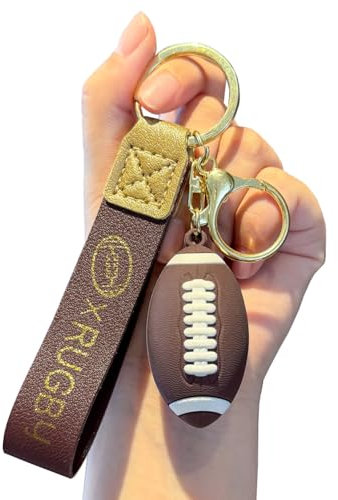 CAOXIAN Porte-clés de rugby créatif avec pendentif ballon de rugby - Porte-clés simulation de sac de rugby - Porte-clés ornement - Porte-clés pour sac à dos - Accessoires de voiture - Cadeau pour les