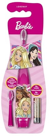 Barbie Brosse à dents électrique pour enfant avec tête de rechange et pile incluse