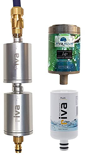 rivaALVA Explorer Overland Edelstahl - Outdoor Wasserfilter mit GEKA-Anschlussset - Bakterien- und Schadstofffilter zur Betankung eines Reisemobil