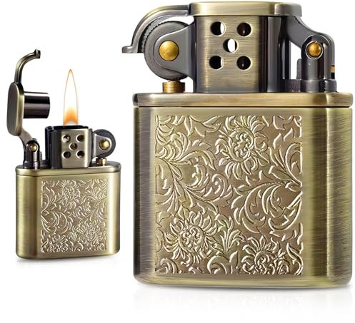 Vintage Feuerzeug Kerosene Lighter: SPORWAY Zinklegierung Kerosin Feuerzeug, Wiederverwendbares Winddichtes Trenchfeuerzeug, Nachfüllbar Vintage Mechanisches Feuerzeug für Männer Geschenk Kerosin