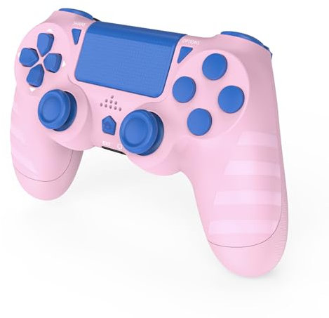 DYONDER Controller PS4 wireless per PS4/Pro/Slim e PC - Batteria 1000mAh, sensore di movimento a 6 assi, jack audio (rosa)