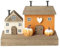 Heaven Sends Case autunnali in legno con zucche, color crema/arancione, 10 cm x 7 cm x 6 cm, decorazione autunnale, decorazione a tema Halloween, perfetta per casa, cucina, soggiorno, tavolo