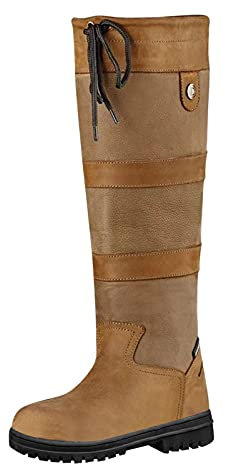 Country Boots - Stivali da equitazione da donna, in similpelle, stile country, stile vintage, al ginocchio, da donna, giallo., 41