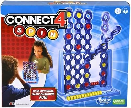 Connect 4 Spin Spiel mit drehendem 4 gewinnt-Raster für 2 Spieler, Strategispiel für Familien und Kinder ab 8 Jahren - Deutsche Fassung