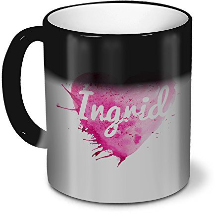 printplanet Zaubertasse mit Namen Ingrid - Magic Mug mit Design Painted Heart - Zauberbecher, magische Kaffeetasse