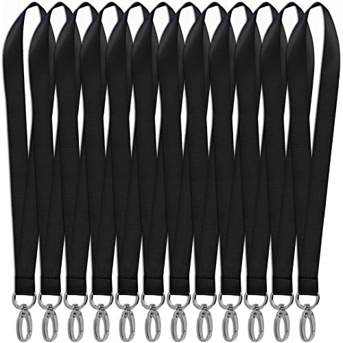 Aomhrek 12 Stück Schlüsselband Schwarz 45cm, Schlüsselbänder mit Metallhaken, Schlüsselband zum Umhängen Ideal für Studentenausweise, Arbeitsausweise, Schlüssel und Zugangskarten