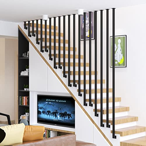 Moderner L-förmiger Handlauf, Decken- und Wandhandlauf, Treppengeländer aus verzinktem Eisenvierkantrohr – Sicherheitsgeländer mit rutschfester Absturzsicherung, Treppenzaun für Flure und Da