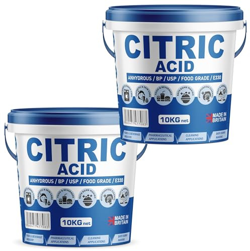 Citric Acid Anhydrous Form 100% Pure Food Grade for Food Preservation Bath Bombs Cleaning Cheese Making Cooking Descaling Descaler By PSN (20 kg Bucket)