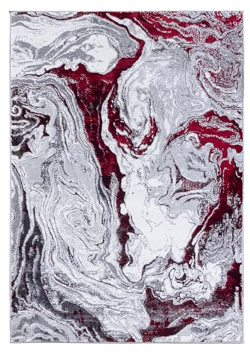 SrS Rugs® Impulse - Area Rug for Living Room, Bedroom, Hallway Runner Rug - Abstract Geometric Design - Provides Home with Comfort and Warmth (Vivid Red, 120cm x 170cm)