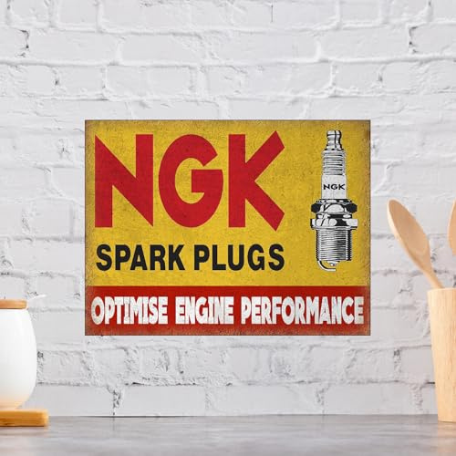 NGK Spark Plugs Retro Metall Aluminium Schild, Neuheit Geschenk Garage