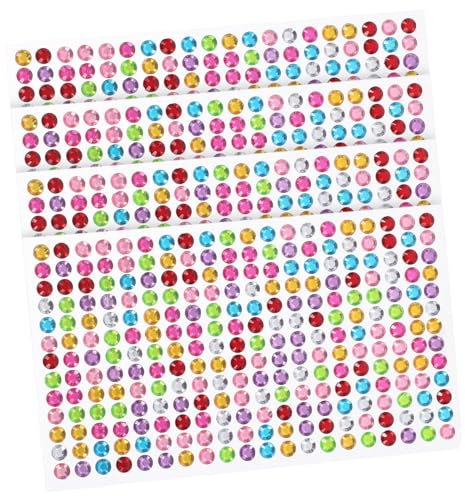 Artibetter 4blätter Strasssteine Zum Aufkleben Runde Acryl-Aufkleber Für DIY-projekte Scrapbooking Gesichts-Dekoration Kleine Selbstklebende Juwelen Holografische Körper-Strasssteine
