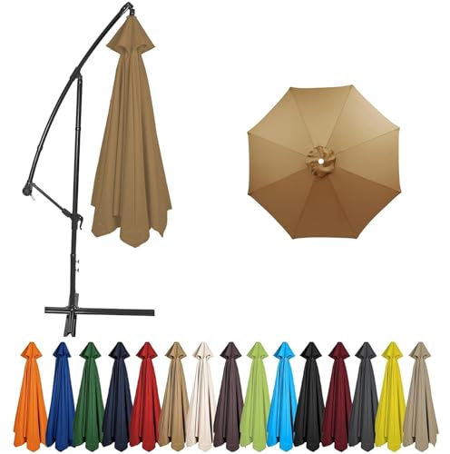Replacement Parasol Canopy,Garden Umbrella Replacement Canopy Fabric 6/8 Arms for 3.0/3.5/4.0m Parasol Canopy,Toile de Parasol Déporté, Housse de Rechange (Brown B,8ribs:4.0m/13.1ft)