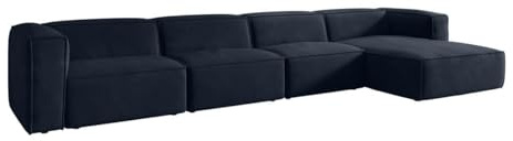 Luxusbetten24 Designer Sofa Comfy L Maxi in Samt Blau Rechts