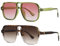 Long Keeper Retro Square Pilot Sunglasses for Women Men Oversize Retro Aviation Square Sunglasses Double Bridge Sun Glasses Vintage Shades UV400 (Green/Pink + Clear Leopard/Brown)