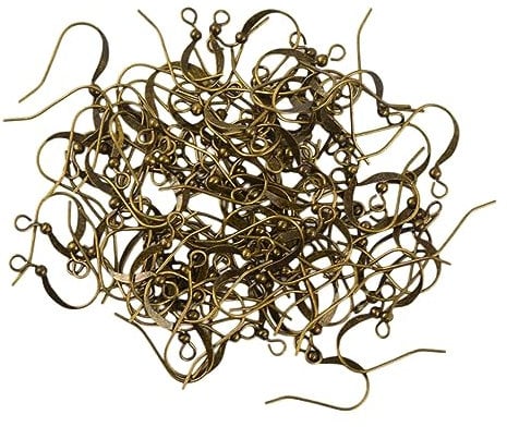 100 Pcs Antique Bronze Ear Hooks Brass Flat Fish Hooks Earring Findings Hypoallergenic Nickel Free Jewelry with Large Loop