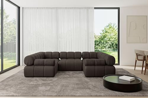 ALTDECOR Modulares Sofa Ecksofa in U-Form Corner modular Sofa Eckcouch Couch Wohnlandschaft Cauchsofa Polstersofa Birno-U1-285x190x70 cm Braun