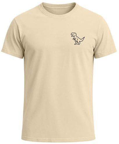 Neverless® Herren T-Shirt mit Dino Print – Lustiges T-Rex Logo auf der Brust – Kurzarm Baumwollshirt mit Grafikmotiv
