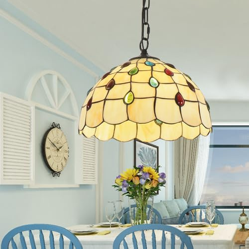 Retro Küche Pendelleuchte Retro Glas Deckenleuchte Hängelampe Blatt E27 Vintage Küchenlampen Loft Esszimmer Hängeleuchte für Esstisch Wohnzimmer Schlafzimmer Cafe Bar (B-40CM)