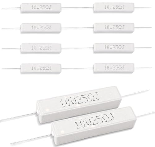 Innfeeltech 10 Stück 10W 5% Toleranz 25 Ohm Keramik-Zement-Widerstand für DIY-Projekt und Experimente