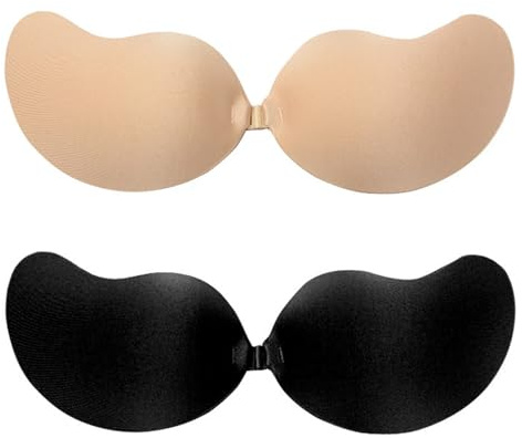 GEXINKEJI 2 Paia Rreggiseno Invisibile Push Up Adesivo Silicone Reggiseno Adesivo Push Up iutilizzabile Silicone Adesivo Traspirante Sollevatore Seno Adesiv Perfettamente Invisibile Coppa B