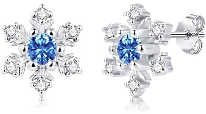 Bewenda Ohrstecker Silber 925 Weihnachten, 925 Sterling Silber Schneeflocke Ohrstecker mit Zirkonia, Weihnachts Ohrringe Stecker für Damen, Hypoallergen Schlafen Ohrschmuck zum Weihnachten für Mädchen