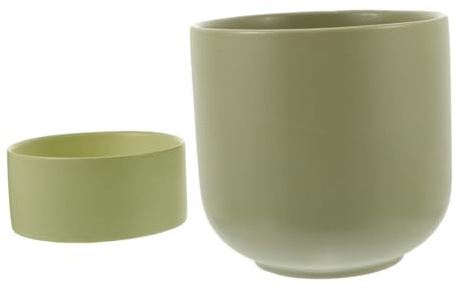 WEKADRIN 2 pièces Pot Succulent Verte avec Plateau Pot de Fleur Simple et Élégant pour Plantes D Intérieur Décoratif pour Bureau et Maison