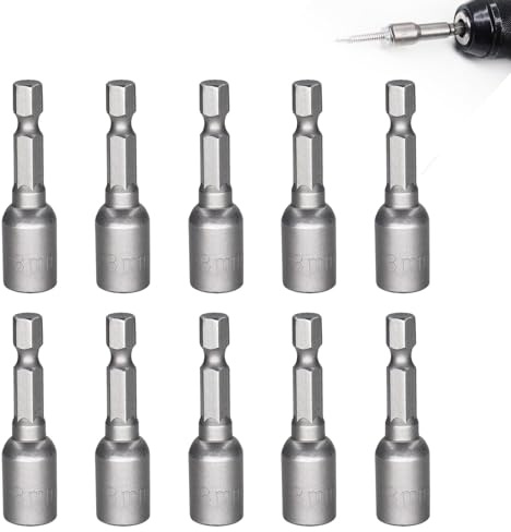 Cyberwork Lot de 10 douilles magnétiques de 8 mm-Douilles hexagonales douille torx femelle 1/4-Adaptateur métrique six pans creux pour Accessoires pour perceuse électrique e ou visseuse sans fil
