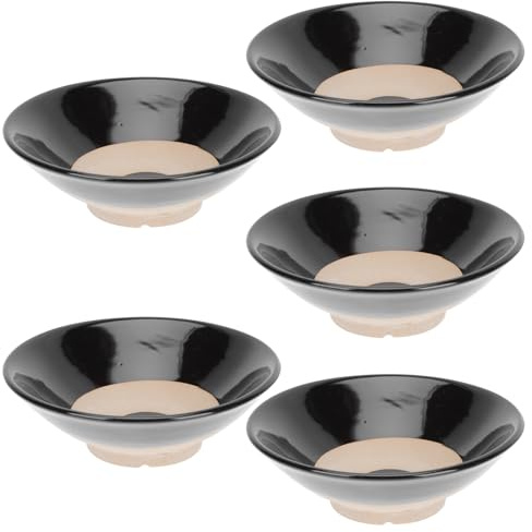 Kichvoe 5 Cuencos de Cerámica Estilo Vintage, Cuencos de Barro para Sopa y Condimentos, Capacidad 3 Liang, Color Negro, Ideales para Restaurantes, Cocina y Uso Doméstico