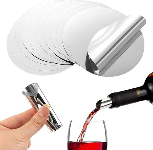 SNXCEUG 20 Pcs Silver Wine Pourer Disc, Drip Stop Disc for Bottles, Pouring Shield, Accessories for Home Bar