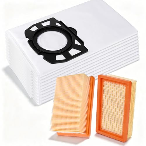 10 Stück Staubsaugerbeutel und 2 Filter als Ersatz für Kärcher WD5 WD6 WD4 | WD5P Premium MV4 MV5 MV6, Vliesfilterbeutel KFI 487(2.863-006.0) und Filter KFI 4410(2.863-005.0)