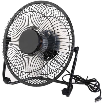 DIYEAH Mini Ventilador de Metal USB de 8 Pulgadas 2 Velocidades Ajustables Rotación 360 Grados Cable USB de 120 Cm Ventilador Silencioso para Portátil y Escritorio Color Negro