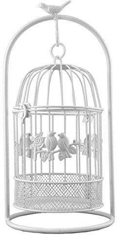 PrimoLiving Vogelkäfig aus Metall weiß mit Ständer P-289