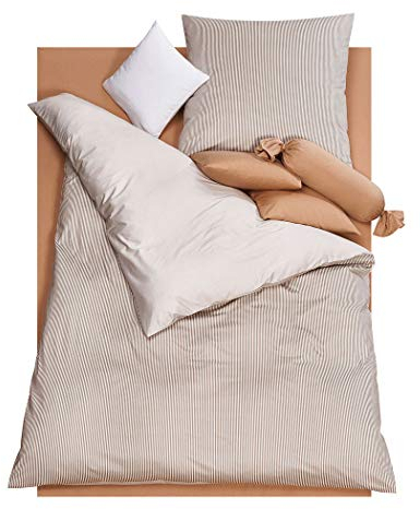 Doris Meyer Interlock-Jersey Wendebettwäsche Raffi beige Kissenbezug einzeln 40x80 cm