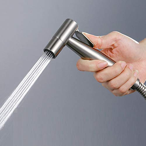 FZHLR 304 Edelstahl Bidet Toilette Jet Set Hand Hygienische Dusche Douchette Wc Dusche Bidet Sprayer Gun Hand Spray Toilette Bidet, Nickel Gebürstet A