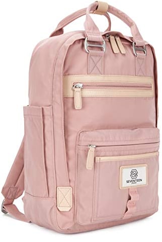 SEVENTEEN LONDON – 12L Laptop-Rucksack für Damen 13 Zoll Mädchen Jungen Schulrucksack Wasserabweisendes Nylon Tagesrucksack in Rosa für Universität/Reisen/Herren – 'Wimbledon'