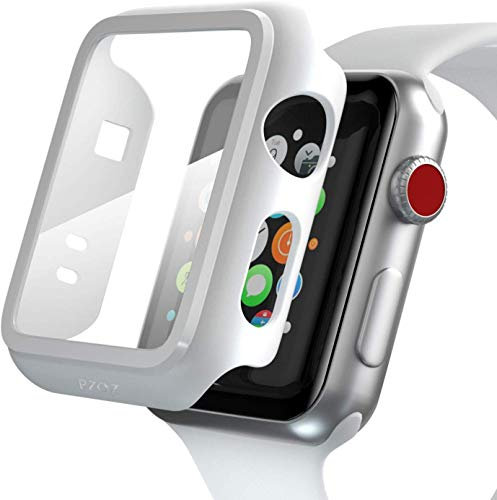 PZOZ Hülle Kompatibel mit Apple Watch Series 3/2 mit PET Displayschutz, iWatch Sehr stark PC Schutzhülle, zubehör Geeignet für Apple Watch Series 3/2(42mm, Weiß)