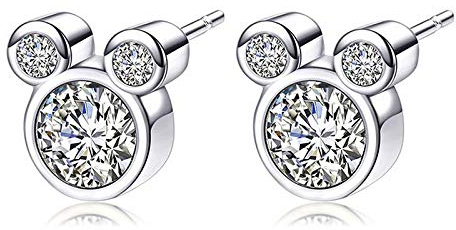 Damen Ohrringe 925 Sterling Silber Ohrstecker Maus Ohrringe Stecker mit Zirkonias Silber Ohrringe für Frauen Mädchen Kinder